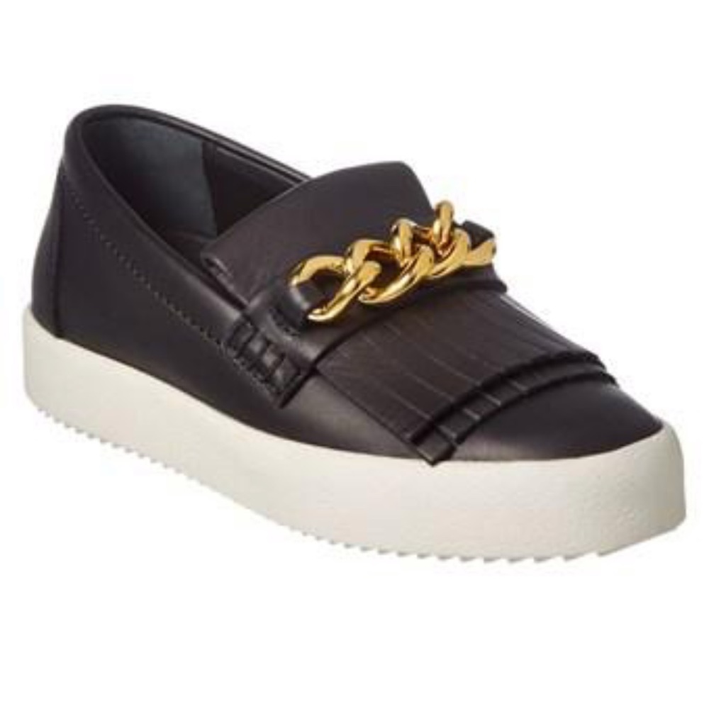 Fringe & Chain leather sneakers